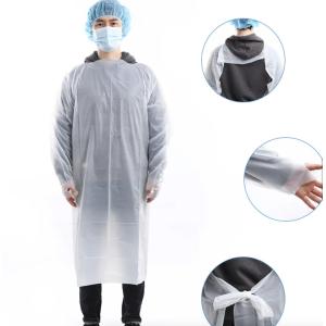 Plastic Waterproof Long sleeved Disposable CPE Gown With thumb loop