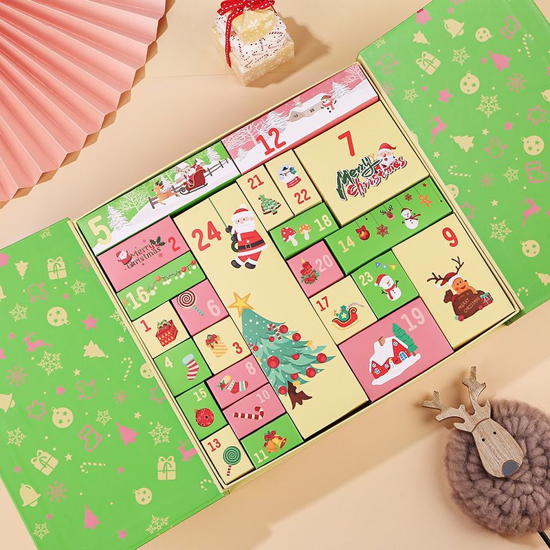 Open Door Magnetic Box Christmas Xmas Gift Packaging Food Box Advent Calendar Custom Product Packing Box for Toy Chocolate Cosmetic Jewelry
