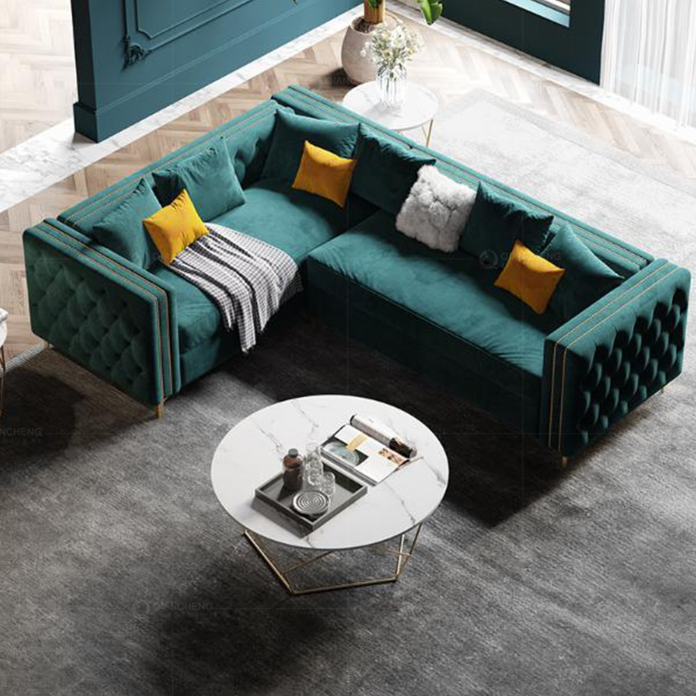 Modern SS Coffee Table Man Made Marble Top 12mm Tempered Glass