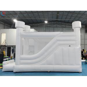 Customized Inflatable White Wedding Bouncy Castle With Slide For Event Party