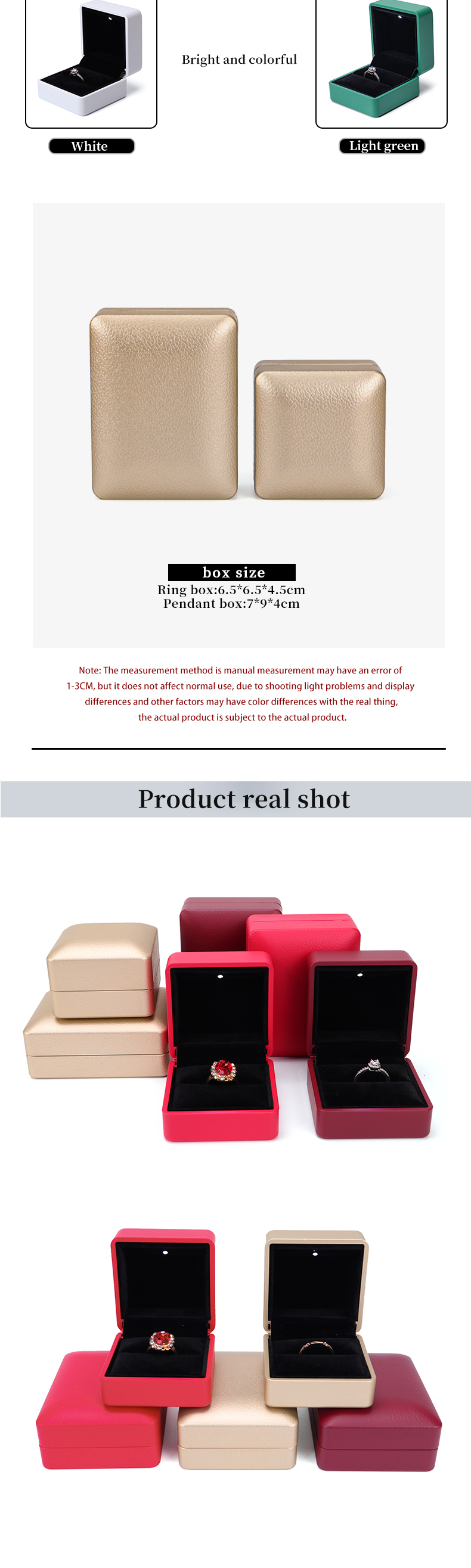 Round White Leather LED Jewelry Box with Custom Logo and Silk Screen Print from Hanhong