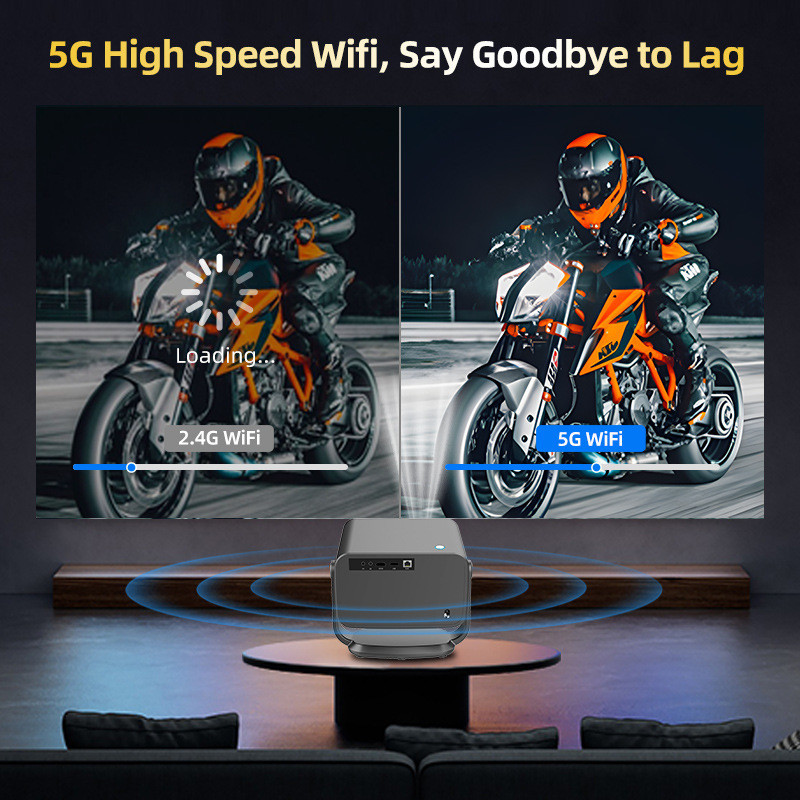 FLYIN P20 Pro 4K 350Lms 1080P Full HD Projector Auto Focus Lens LCD Lamp Android 13 Airplay Features Portable Home Theater Use