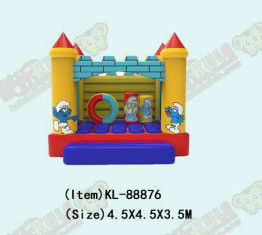 Smurfs Inflatable Jumping Castle With Pillars And Circle Ring