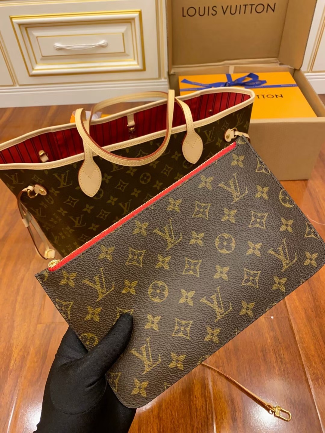 Louis Vuitton Designer Monogram Bag Pink Monogram Canvas Neverfull Mm Italian A-Grade Leather