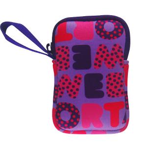 wrist strapped cute neoprene wallet purse bag for girls. Full color printed camera case
