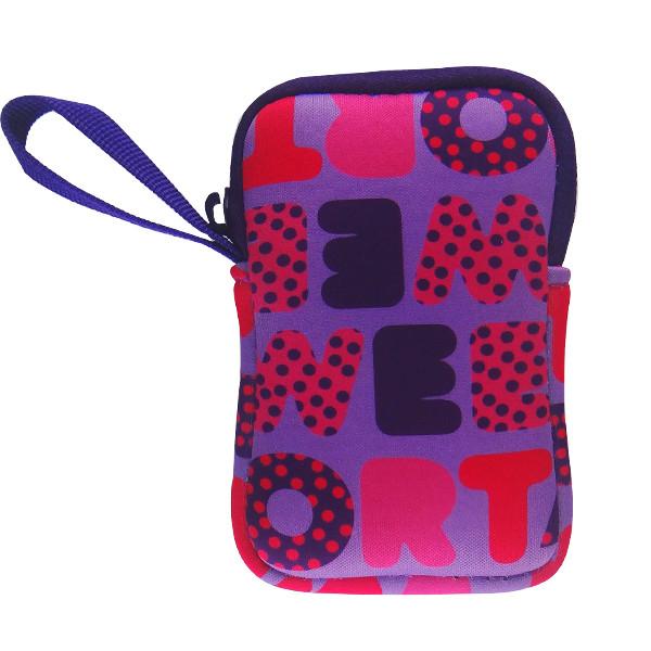 Quality wrist strapped cute neoprene wallet purse bag for girls. Full color printed camera case for sale