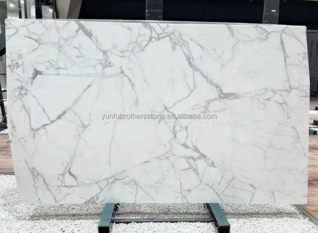 Polished Natural Statuario White Marble Big Slab for Italian Flooring and Wall Tiles