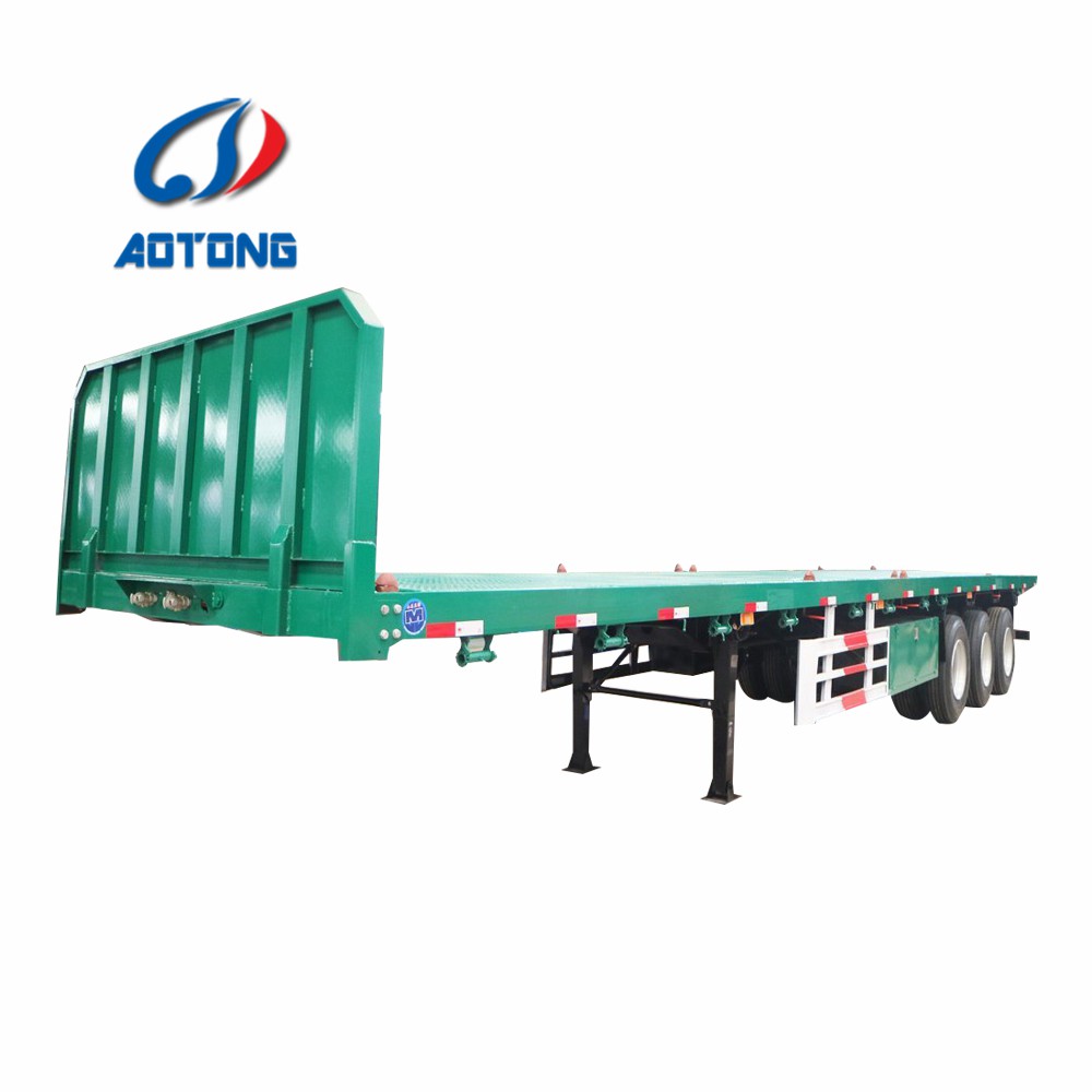 Japan Market Semi Truck Flatbed Trailer with 80T Max Payload and Hydraulic Ladder