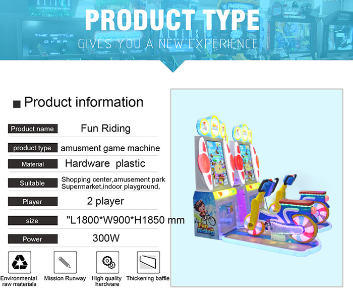 Amusement Coin Operated 32 Inch Video Game Simulator Bike Racing Kiddie Ride Game Machine With Colorful Light