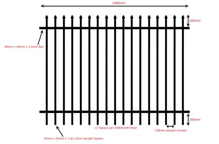 Tubular Fencing Diplomatic Black Steel Fence Panel