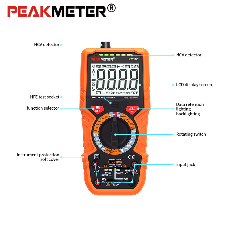 T-RMS Digital Multimeter Portable, Durable Design High Accuracy Wide Measurement Range Tester