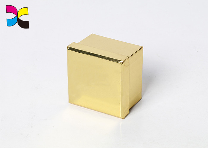 Elegant Printed Gift Boxes Golden Paper Material Black Logo Lid Base Structure