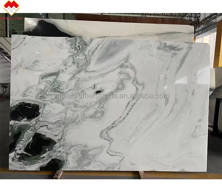 Translucent Chinese Ink Painting Marble Staircase Tiles in Panda White for Lavabo