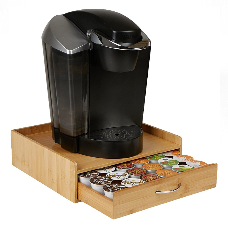 Sustainable Bamboo Coffee Capsule Tea Storage Boxes with Drawer Eco-Friendly Choice
