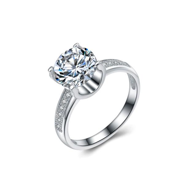 925 Sterling Silver Round Cut Brilliant Cubic Zirconia Ring Lady's Jewelry