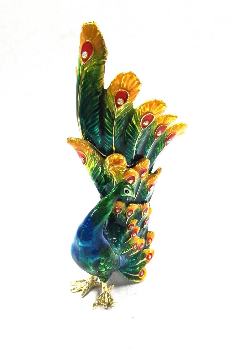 Bird metal trinket box Peacock treasure box metal jewelry box