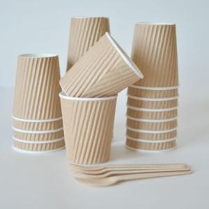  Different Size Kraft Ripple Paper Coffee Cups Customized Logo For Hot Drinking Manufactures