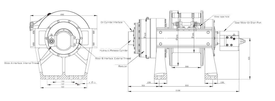 YJP270 Hydraulic mooring winch for heavy equipment transporters