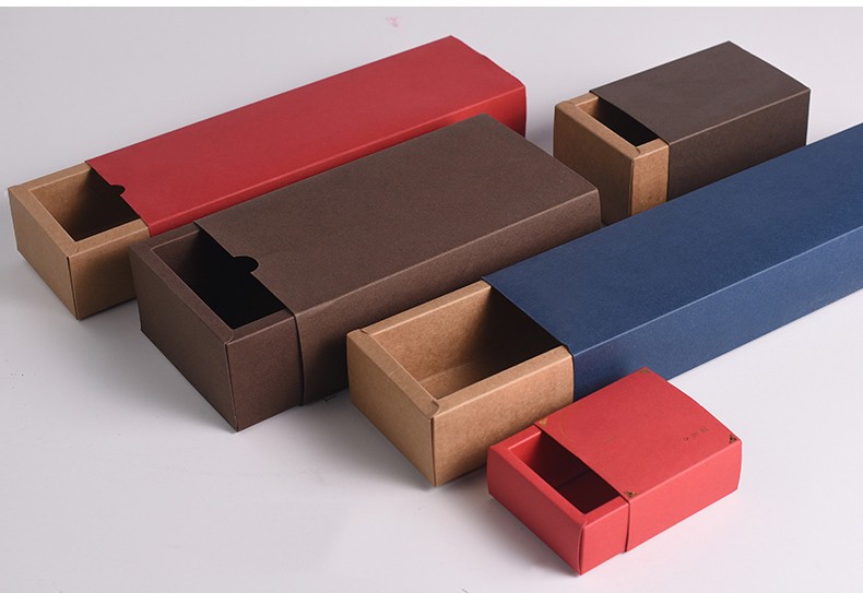 Foldable Sliding Rectangle Kraft Corrugated Boxes Gift Coffee Mug Shipping Boxes With Drawer