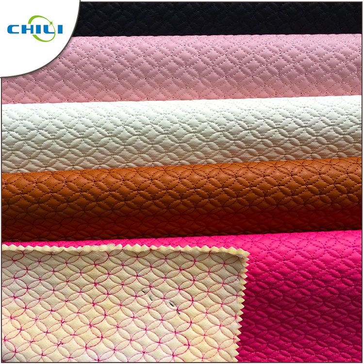 Leatherette Quilted Vinyl Upholstery Fabric Recycled Non Harmful Material