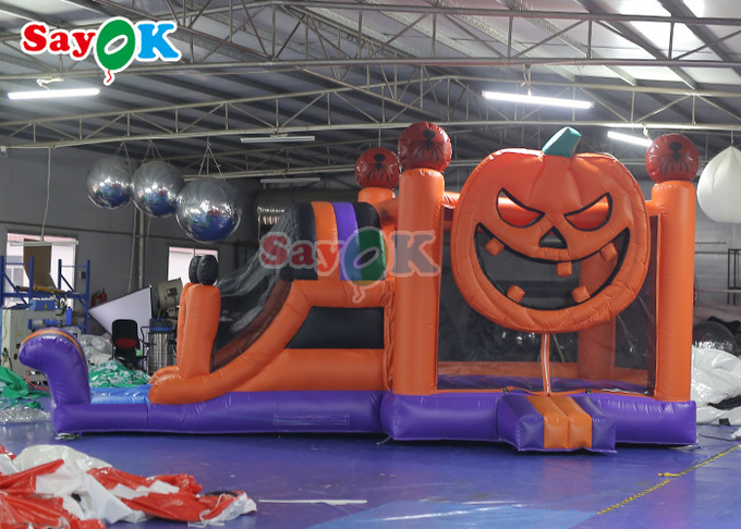 Pumpkin Halloween Inflatable Bounce Castle With Slide Inflatable Combos For Party