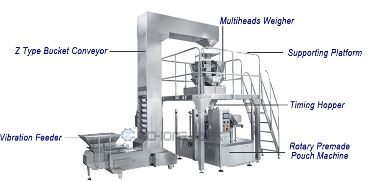 Chicken Popcorn Granule Packing Machine Premade Pouches Multi Function