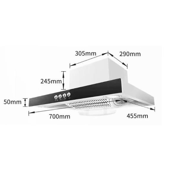 Model 700mm Stainless Steel Filter T Shape Kitchen Chimney Cooker Smoke Exhaust