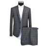 Buy cheap Men'S Slim Fit Tailored Suits Deep Grey Check Anti Shrink Breathable from wholesalers