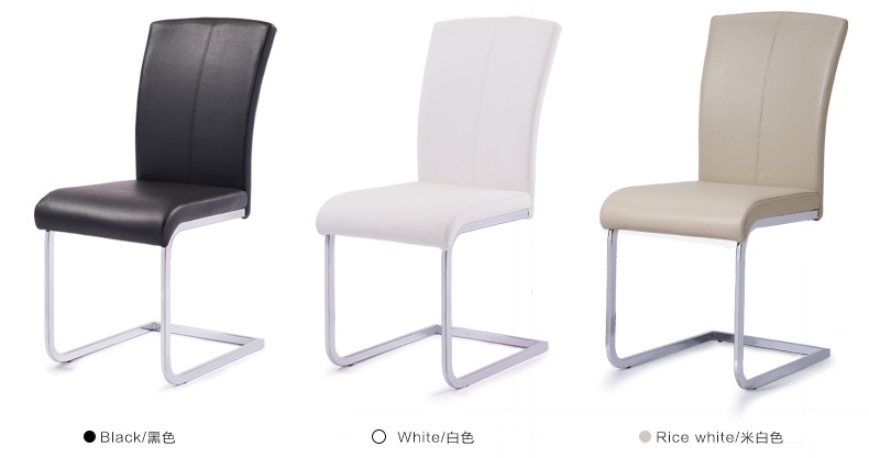 Modern Leather Dining Chairs Metal Legs With Stainless Steel Frame