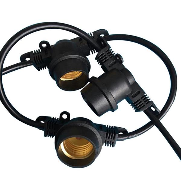 Black 48ft Waterproof Decorative String Lighting Vintage 15 Heads E26 E27