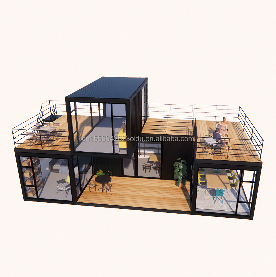 Aluminum Alloy Windows Customized 3 Modules Modular Living Container Flat Pack Prefab Home Office or Garden House Made from Steel