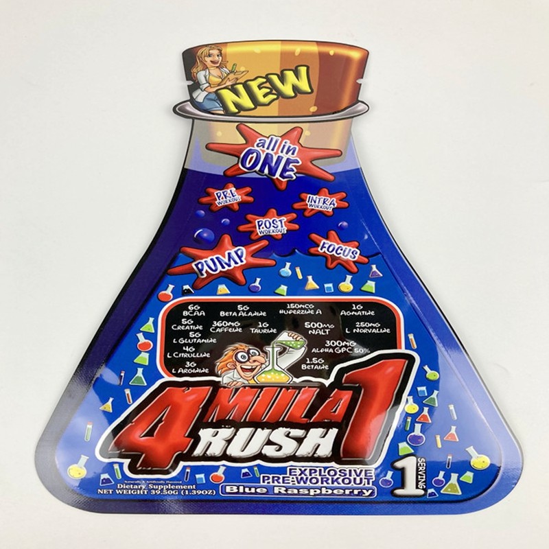Digital Printing Custom Shape Small Plastic Flat Bags CBD Gummy Candy Snack Pouch Peanut Butter Sachet