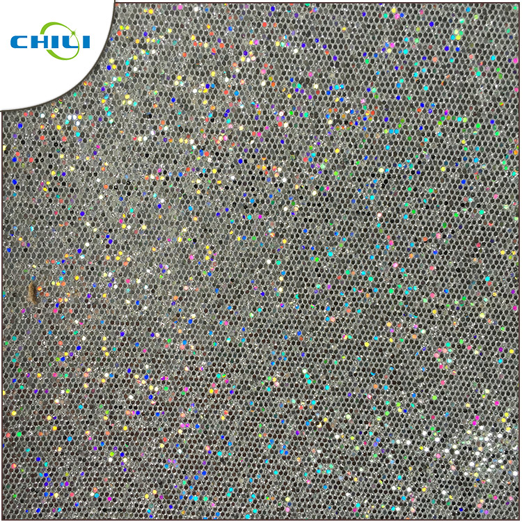 New Design Shining Pu Leather Material Mesh Glitter Fabric For Shoes
