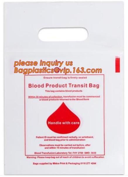 blood bag, blood grip bags. zipper pouch for medical specimen/ Pathological