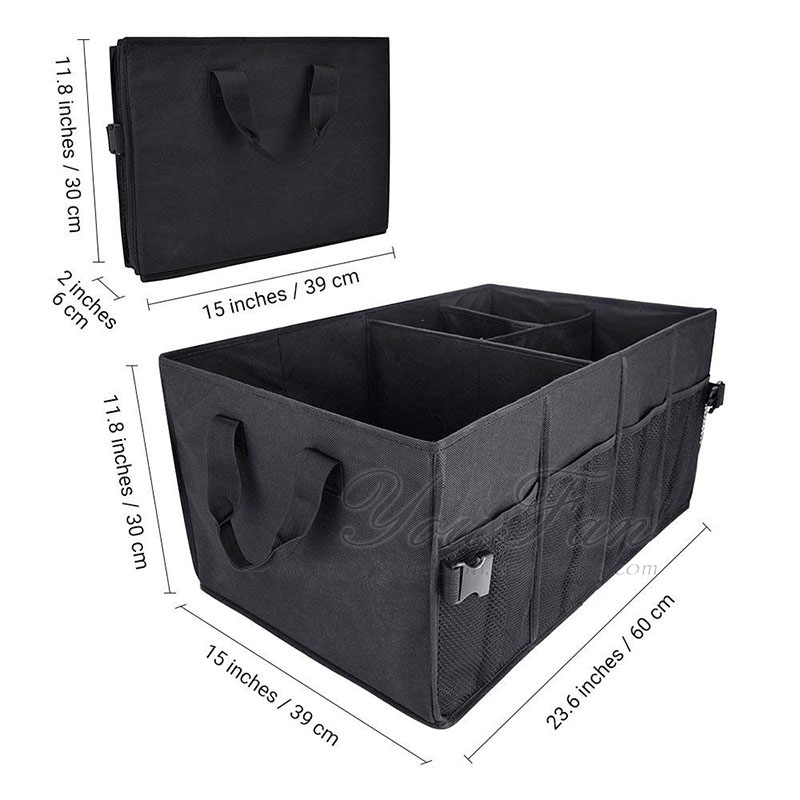 Heavy Duty Polyester Auto Trunk Organizer With Adjustable Compartments