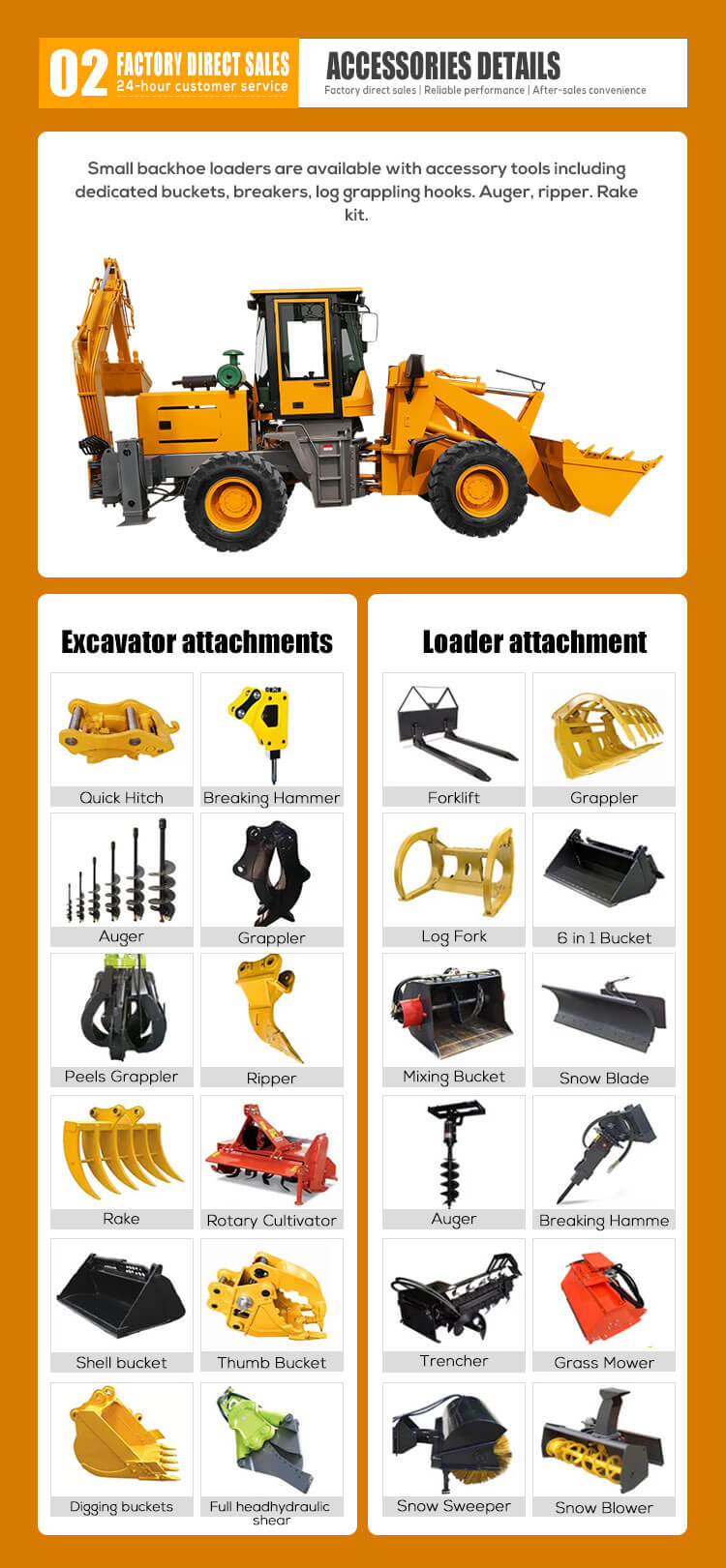 CHAOSHUN Hydraulic Cylinder Small Backhoe Loader for Heavy-Duty and Construction Work