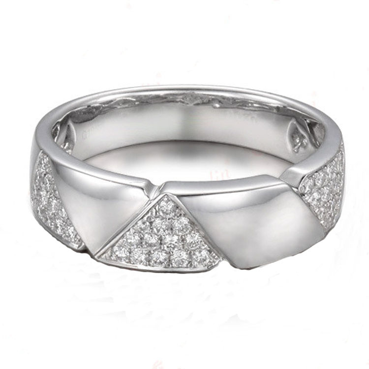 18K White Gold 0.3 Carat Diamonds Wedding Band Ring for Women (GDR007)