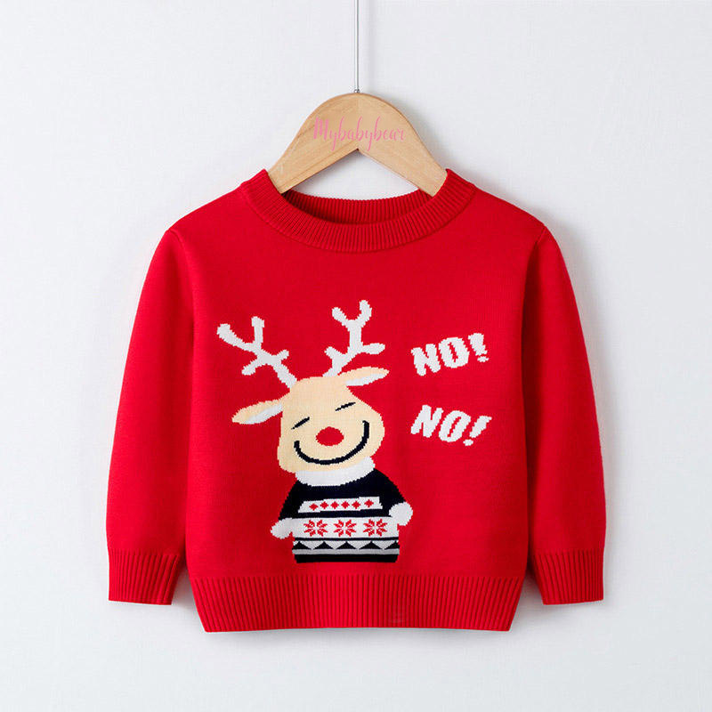 Wholesale Winter Boys Pullovers Elk Snowflake ugly Christmas Sweater For Kids baby Christmas clothes