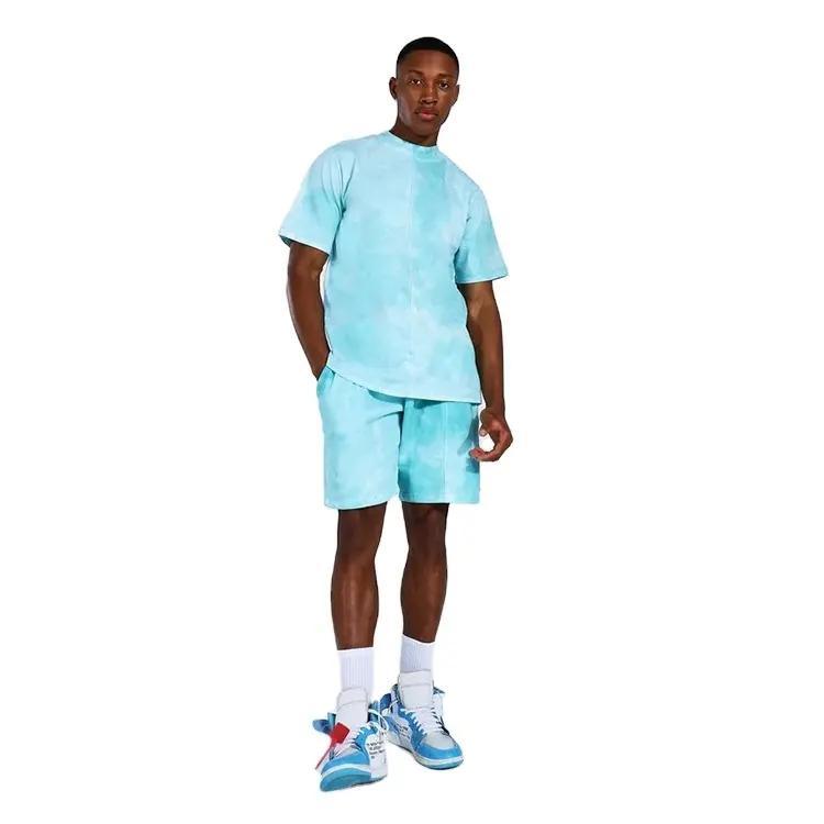Custom Two Piece Sportwear Windbreaker Short Patchwork Zip up Nylon Polyester Streetwear Short Tracksuit Set