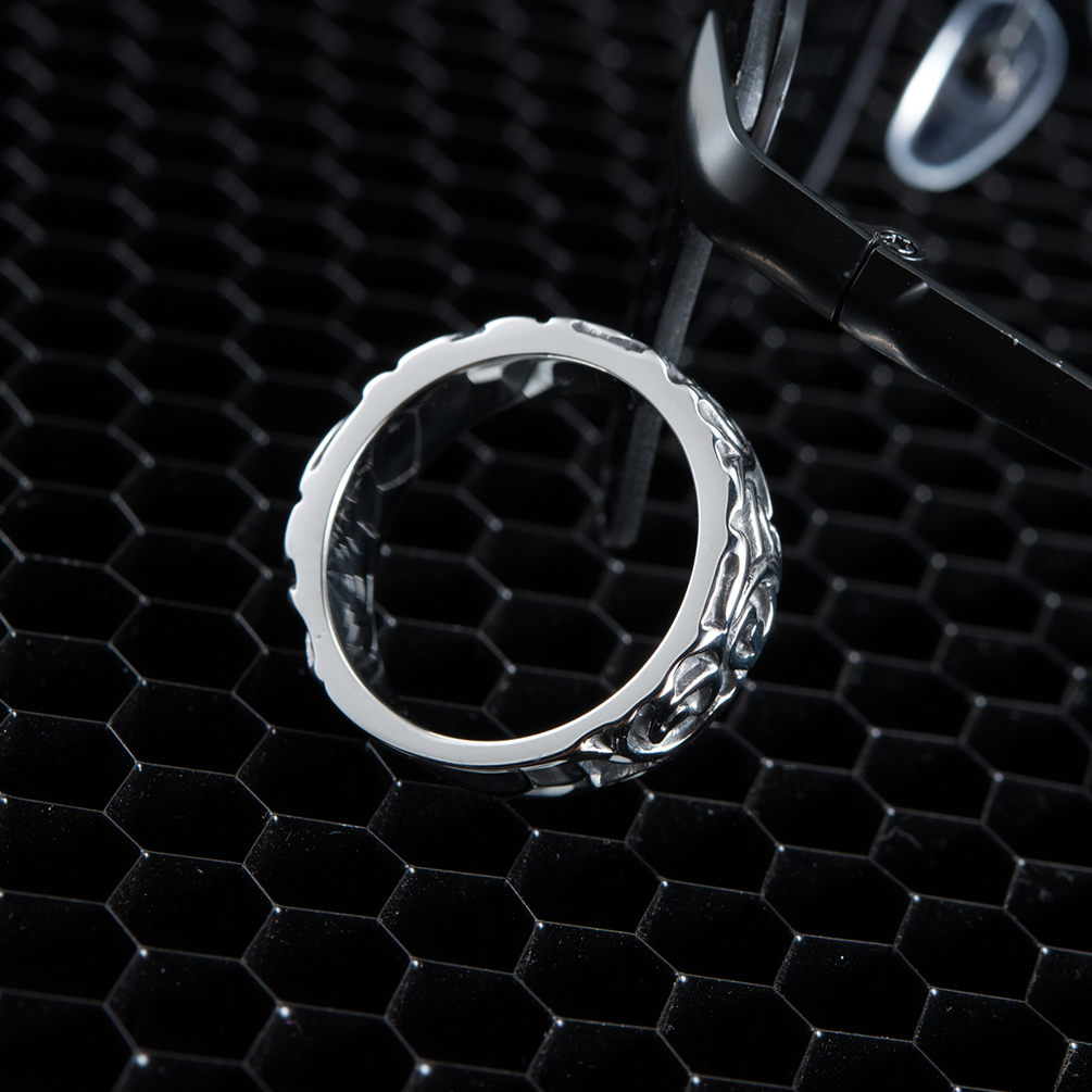 Men's Stainless Steel Viking Jewelry Ring Window Curved Punk Ring Vintage Men Rings