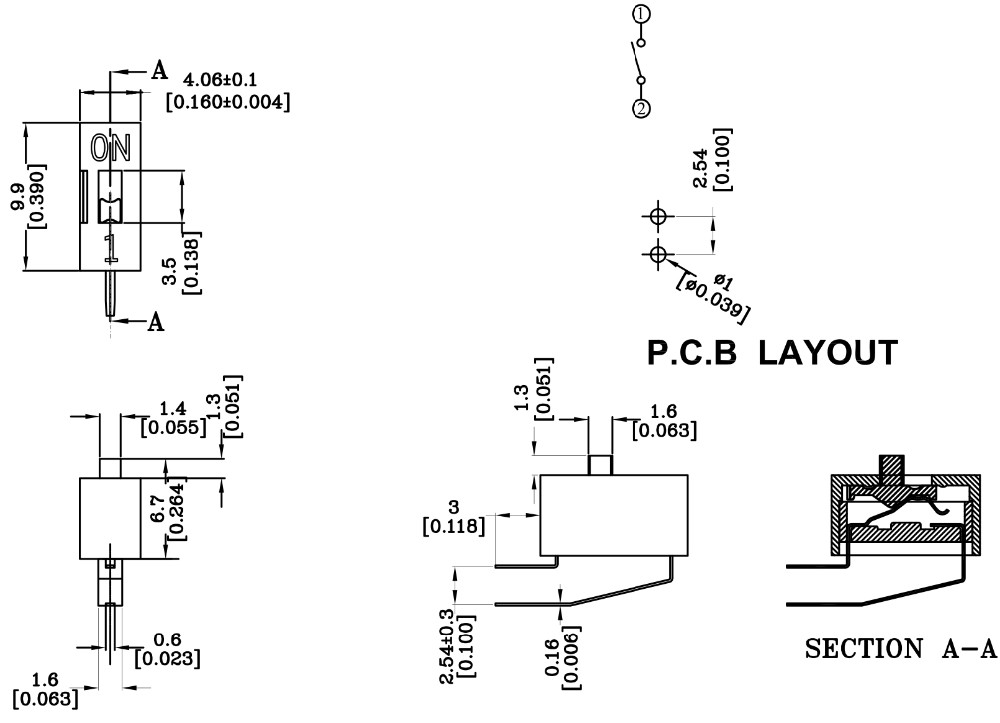 SPST Standard Slide Type Smd Rotary Dip Switch