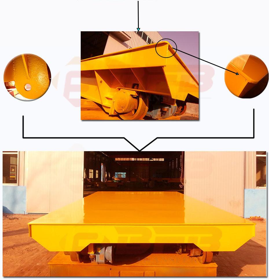 Low voltage electric rail transfer carriage for large steel structure