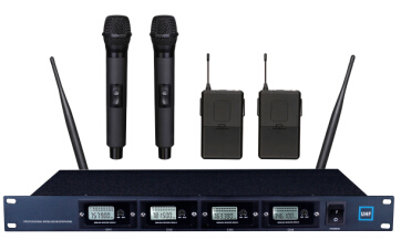 310 top wireless microphone system UHF 4-channels 200 channels LCD display PLL infrared