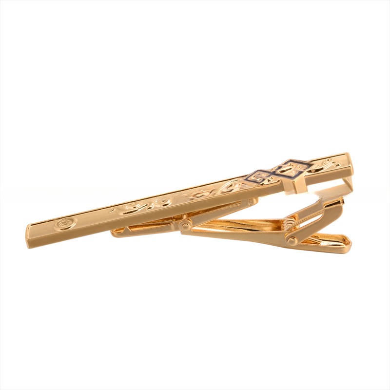 Invisible Setting Inlay Men'S Tie Bar Clip With IP Gold Plating Baked Enamel