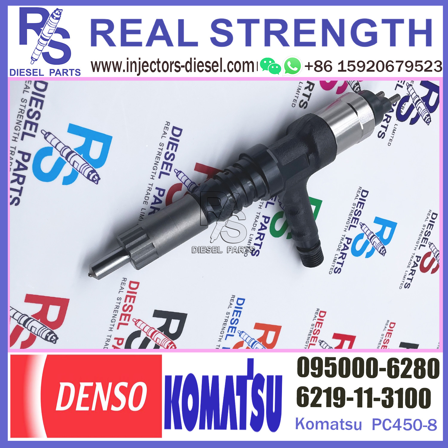 Diesel Fuel Injector 095000-6280 for KOMATSU SAA12VD140E-3C Engine 6219-11-3100