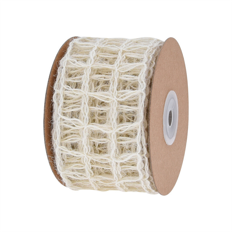 Hollowed Green Burlap Ribbon 63mm Burlap Fabric Ribbon ISO14001