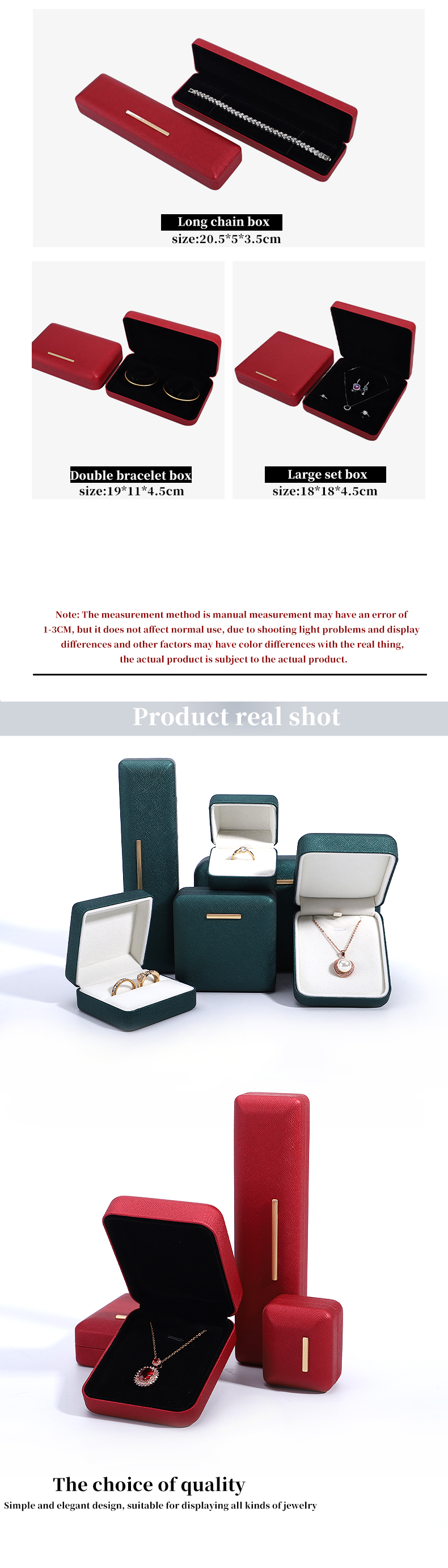 Customized Red PU Leather Velvet Jewelry Box for Bracelet Earring and Pendant Packaging