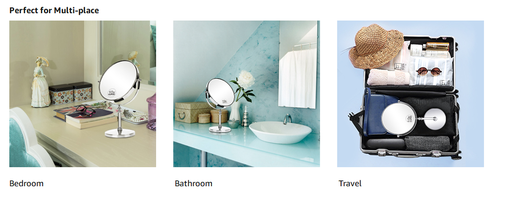 8 INCH Simple Stainless Steel Mirror decorative metal wall mounted folding makeup bath mirror