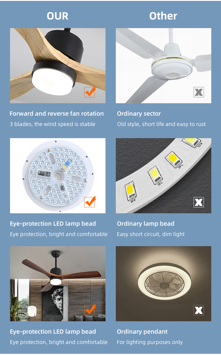 52Inch Time Setting Wood Ceiling Fan Light