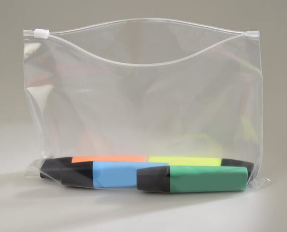 zipper slider travel cosmetic bag, commodity package bag, Promotional Transparent Cosmetic PVC Bag Slider Zip Bags Clear